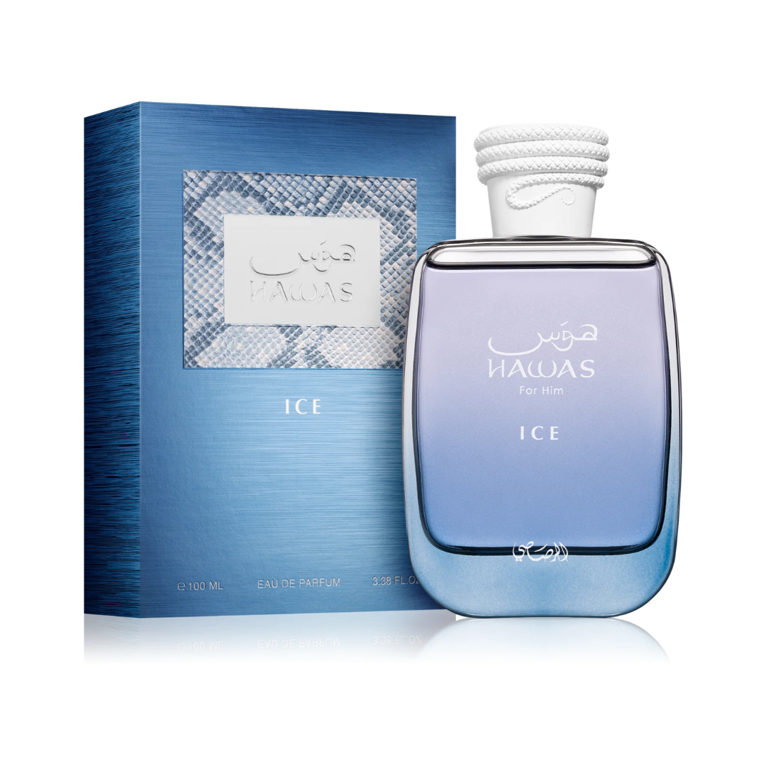 RASASI Hawas Ice for Men Eau de Parfum perfume bottle and packaging