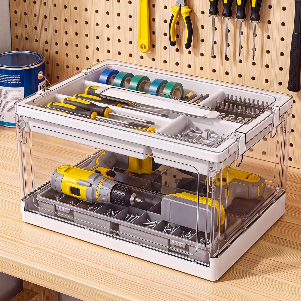 24QT 1Pack Craft Organizers and Storage with Tray, Craft Storage Box