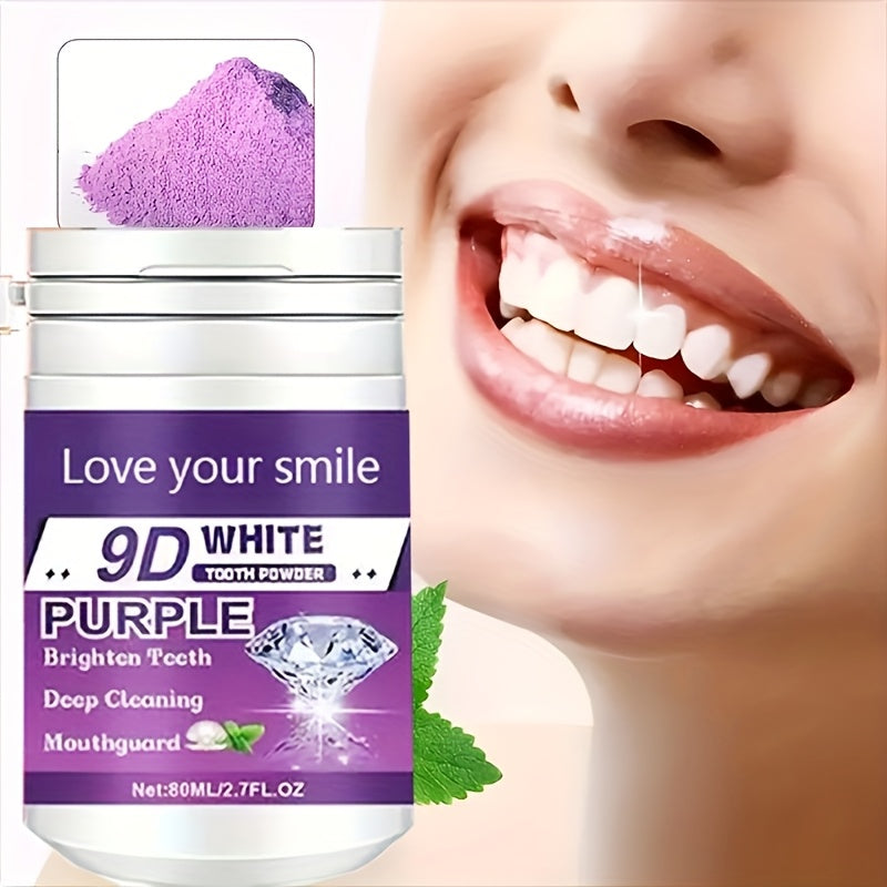 1/2pcs 9D White Purple Teeth Powder - Deep Cleaning & Polishing with Baking Soda, Refreshing Breath, Portable Travel-Friendly Formula, Brightens Smile in 7 Days, for Men & Women