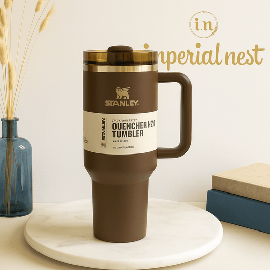 Mocha Brown 40oz Stainless Steel Stanley Tumbler | Hot & Cold Travel Mug – Imperial Nest