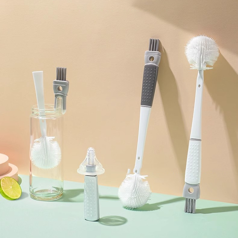 Detachable Long-Handle Silicone Cleaning Brush Set