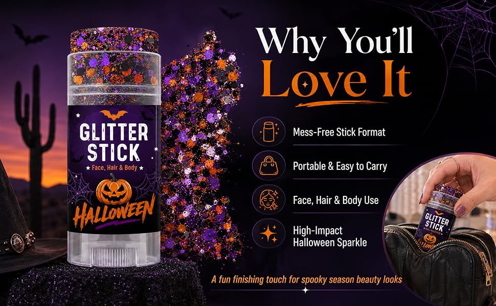 Halloween Glitter Stick for Face, Body & Hair