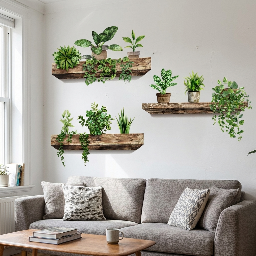 3D Self-Adhesive Wall Decal with Plant Design