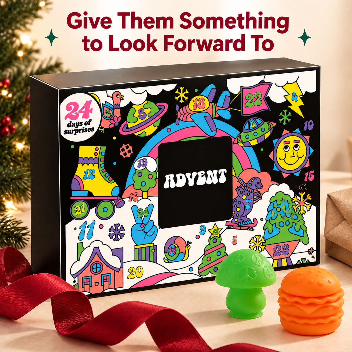 24 Days Christmas Advent Calendar Squeeze Toys Gift Box