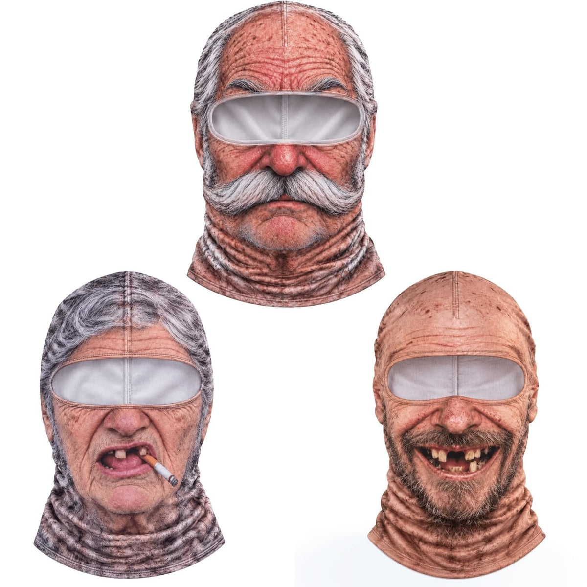 Funny Realistic Old Man 3D Print Ski Balaclava Face Mask