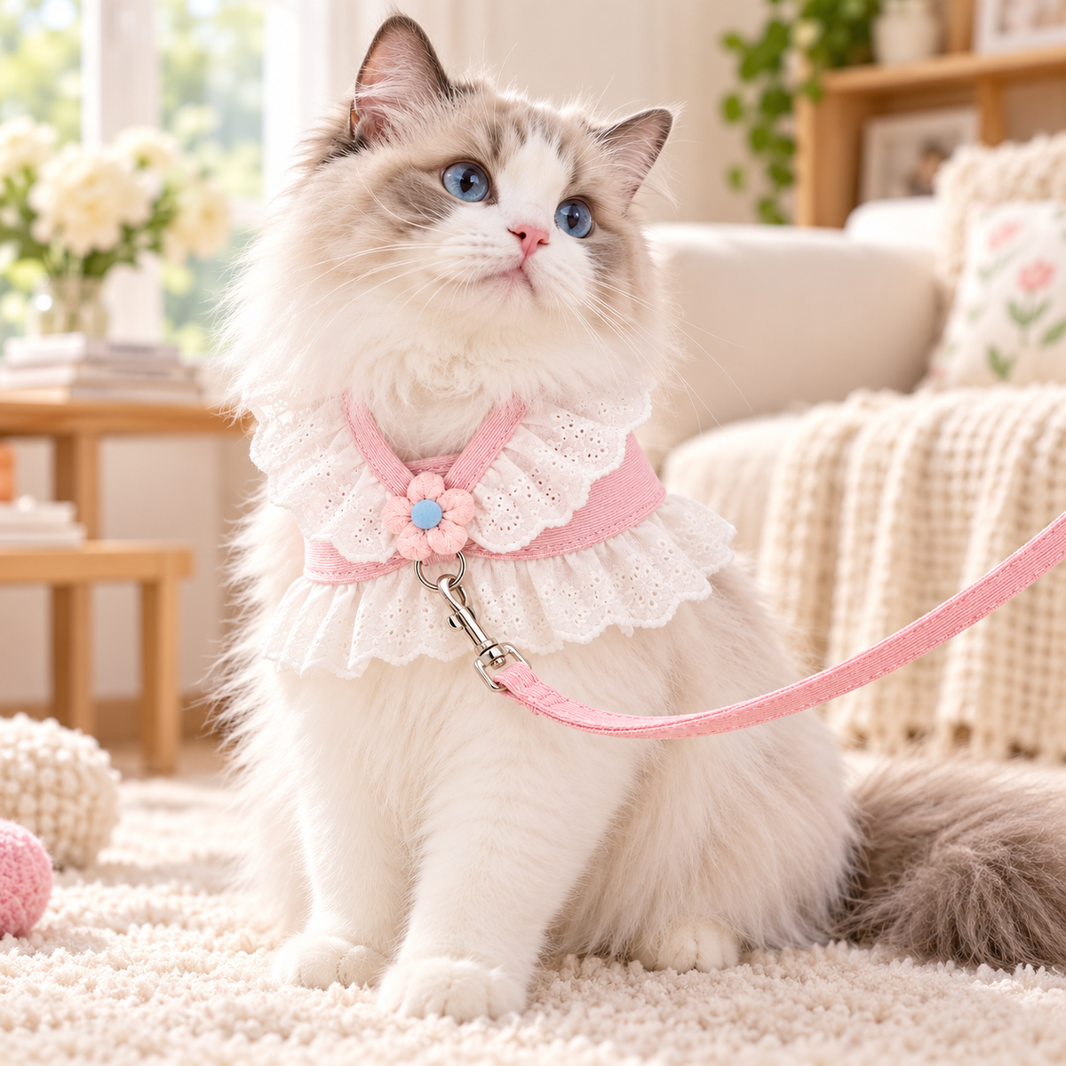 Lace Floral Pet Harness and Leash Set