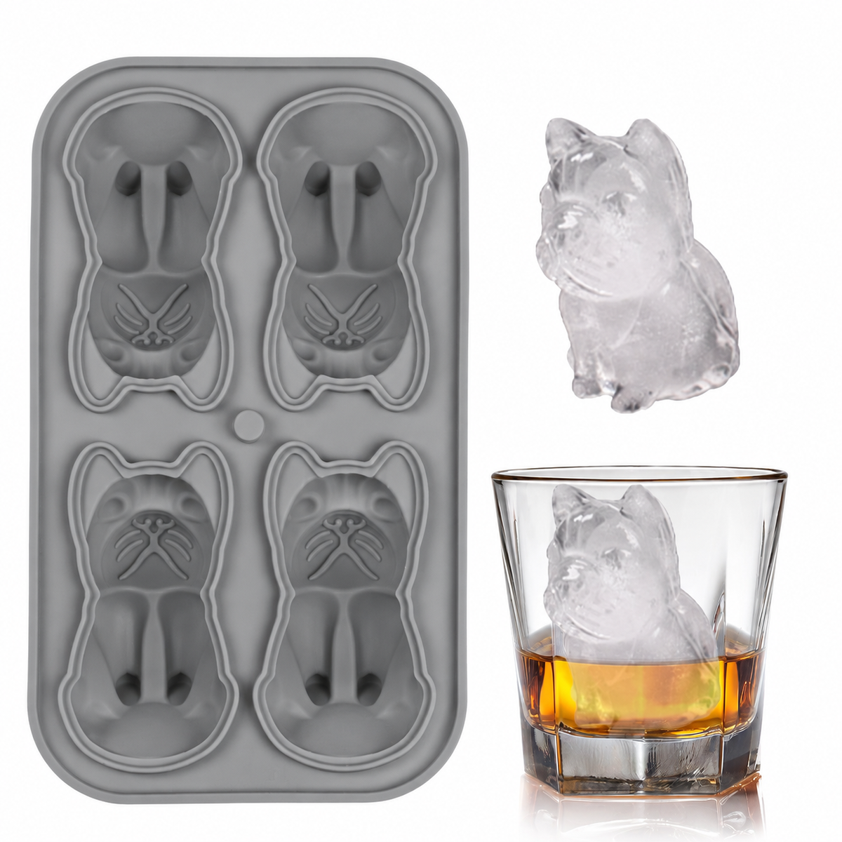 3D Animal Shaped Silicone Ice Cube Mold Tray