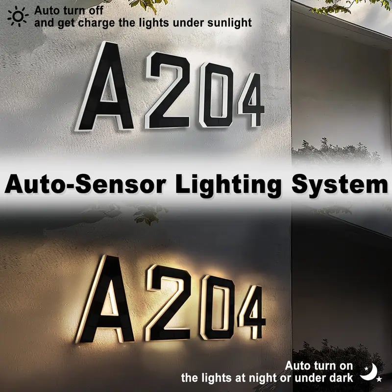 Solar Powered LED House Numbers Light