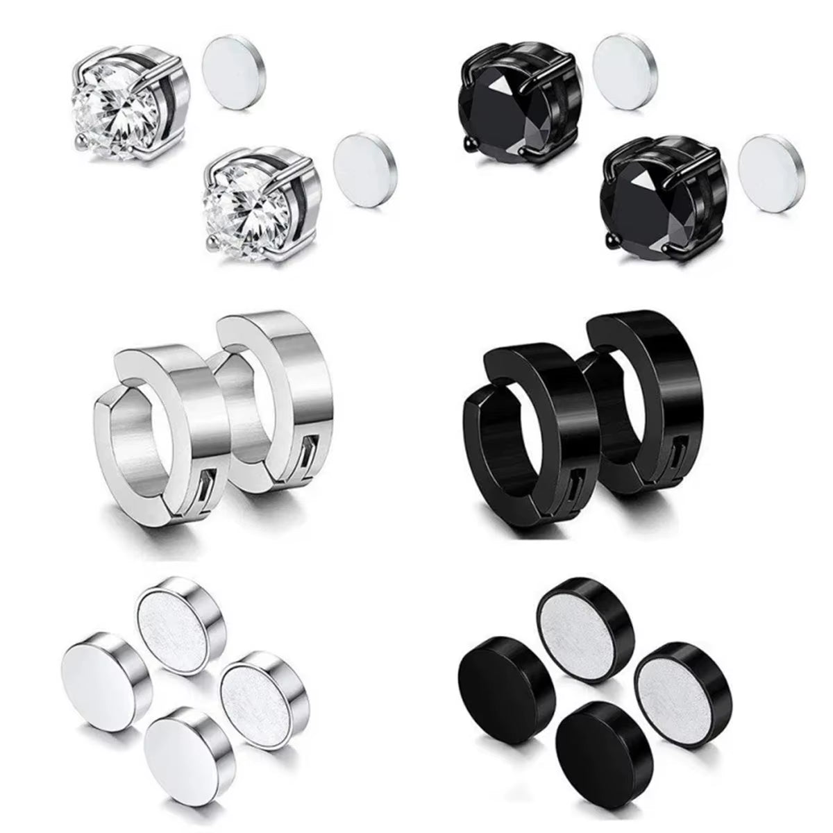 2-Piece Magnetic Clip-On Stud Earrings – Non-Piercing