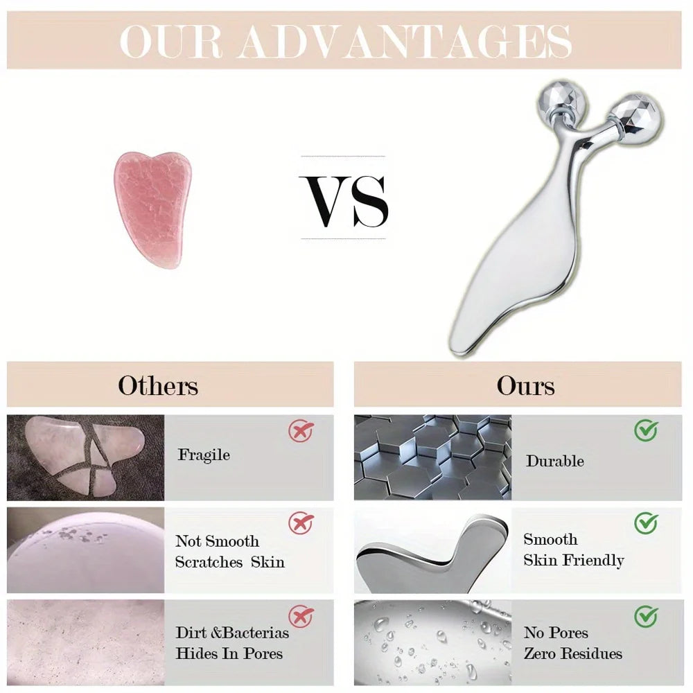 2-in-1 Facial Roller & Gua Sha Massage Tool