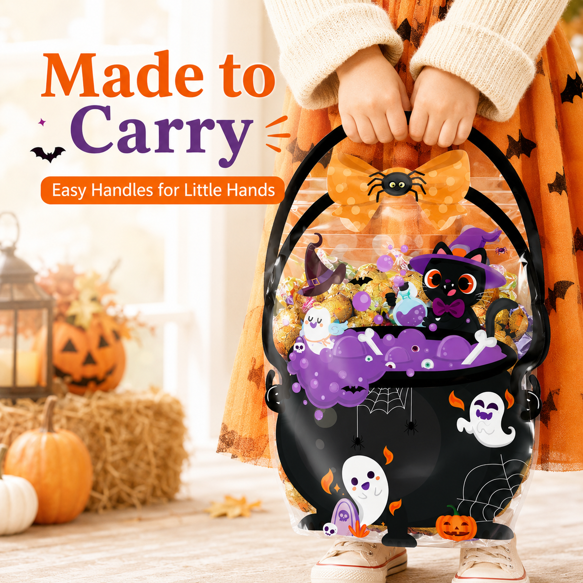 ๐ 50-Piece Resealable Halloween Treat Bags with Handles for Candy ๐ฌ