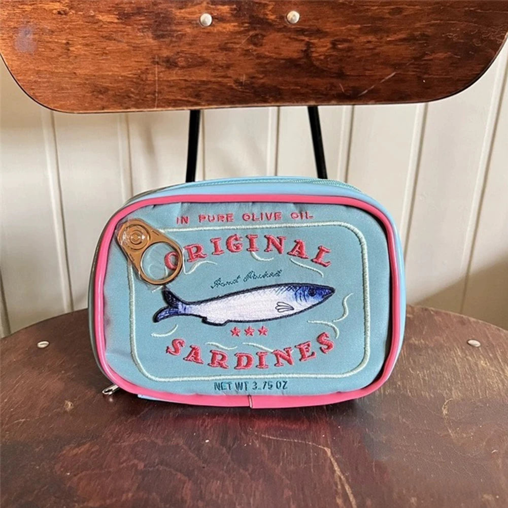 Cute Sardine Can Print Travel Makeup & Toiletry Bag