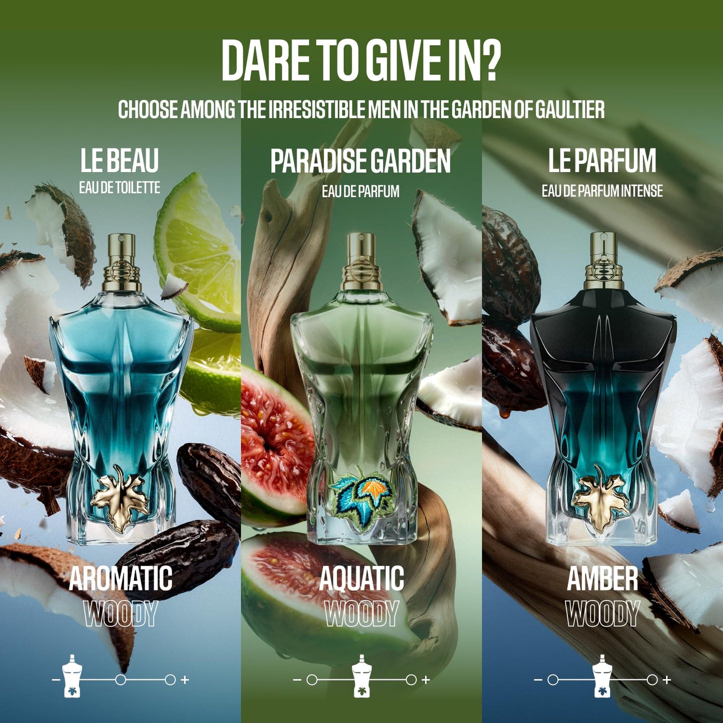 Jean Paul Gaultier Le Beau Paradise Garden Eau de Parfum 125ml | Fresh Woody Aquatic Cologne for Men