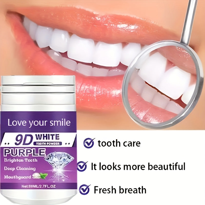 1/2pcs 9D White Purple Teeth Powder - Deep Cleaning & Polishing with Baking Soda, Refreshing Breath, Portable Travel-Friendly Formula, Brightens Smile in 7 Days, for Men & Women