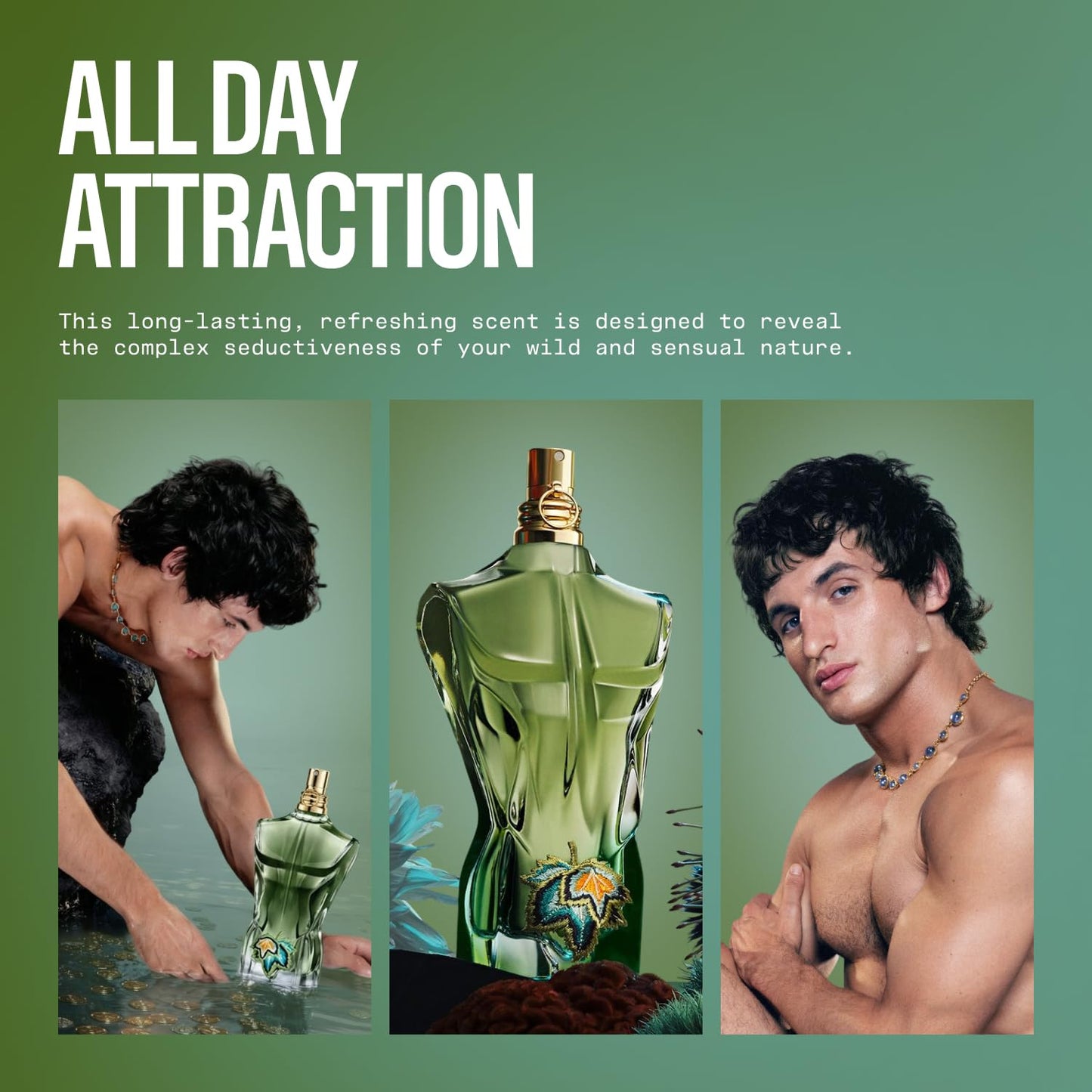 Jean Paul Gaultier Le Beau Paradise Garden Eau de Parfum 125ml | Fresh Woody Aquatic Cologne for Men