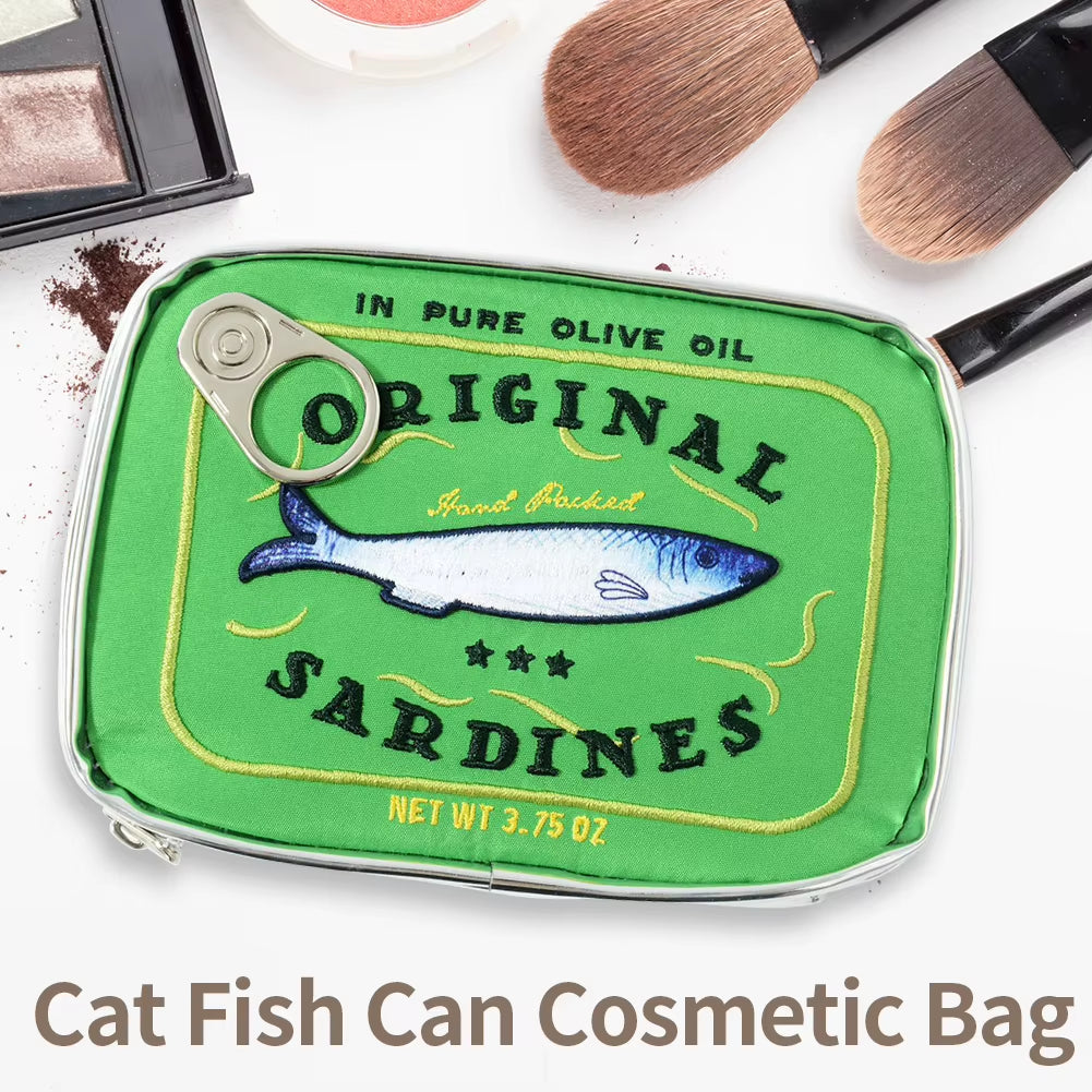 Cute Sardine Can Print Travel Makeup & Toiletry Bag