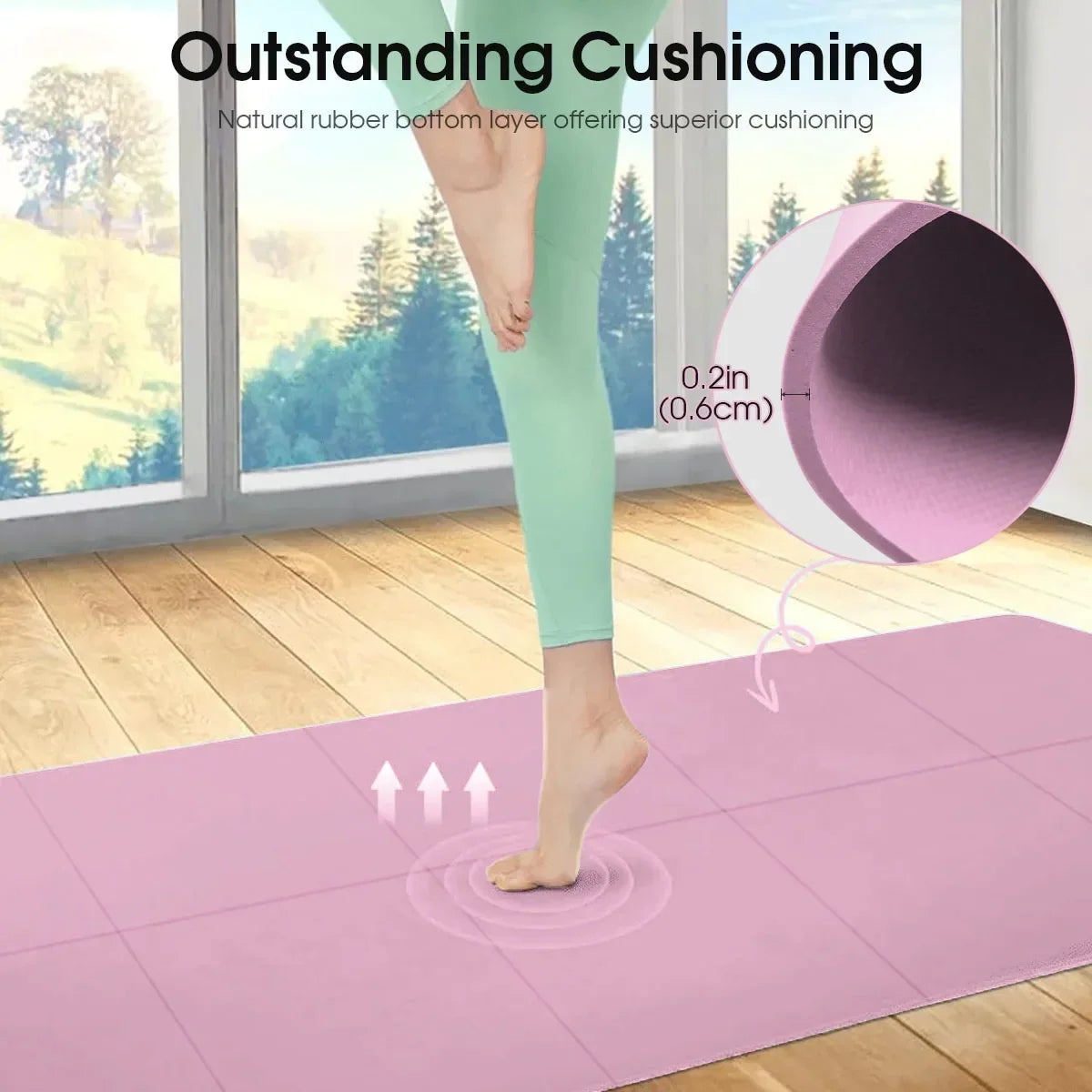 Non-Slip Yoga & Pilates Exercise Mat – 3/4/6mm Thickness