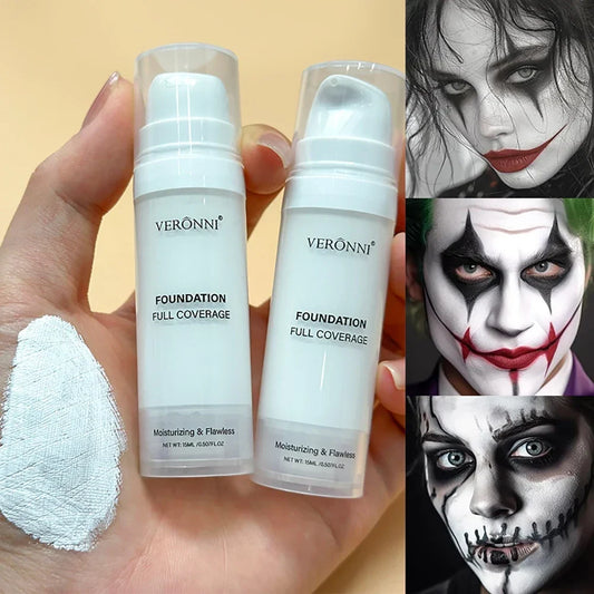 Full-Coverage White Liquid Foundation for Goth & Cosplay Makeup