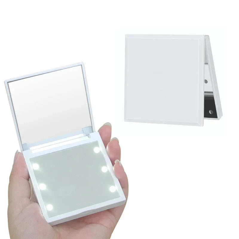 Foldable Compact Makeup Mirror with 6 LED Lights