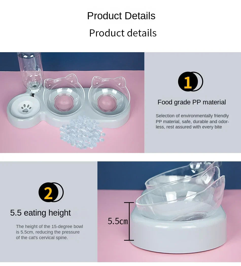 Durable Double Feeder for Food & Water for Cats & Dogs
