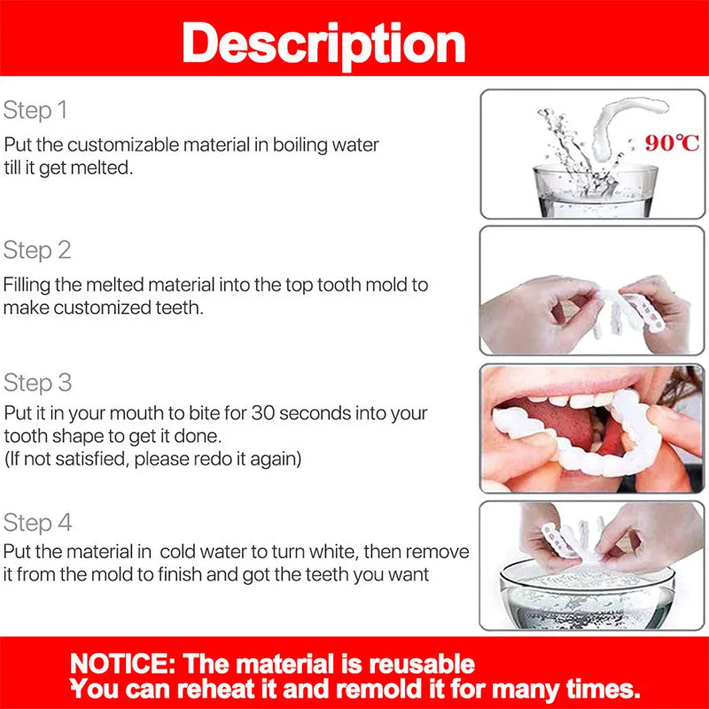 Teeth Veneers Whitening Dentures Braces Temporary False Teeth Cover Perfect Smile Comfortable Fit Denture Kit