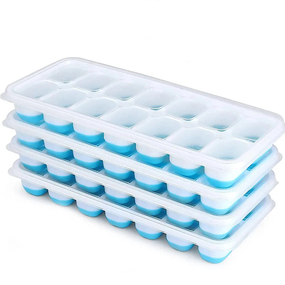 14-Cube Silicone Ice Tray with Lid