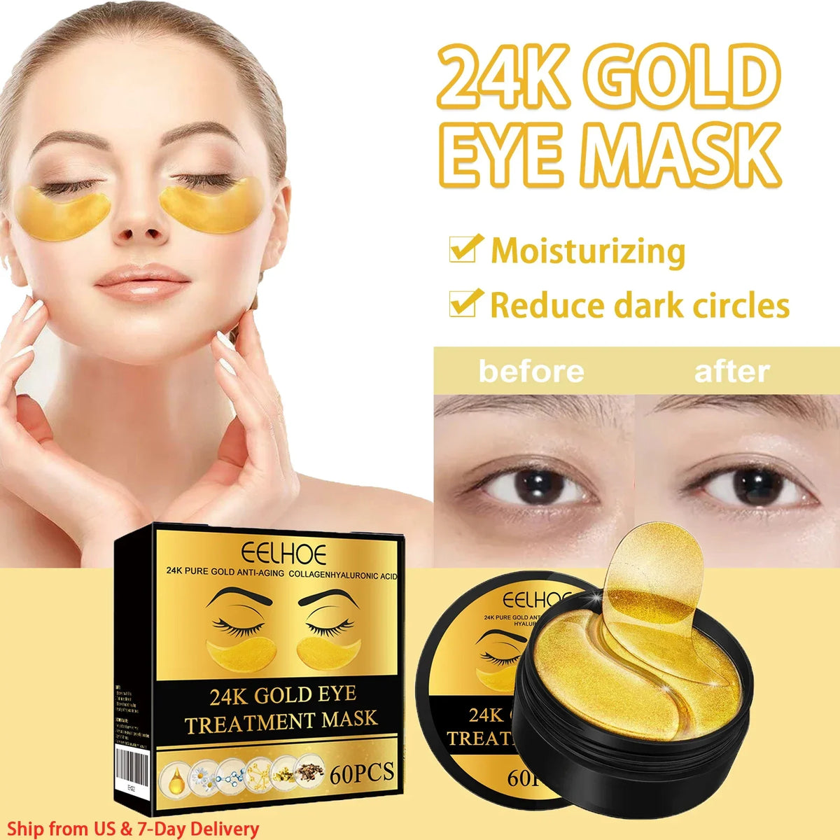 Gold-Style Under-Eye Gel Patches – 60/120/180 Pieces