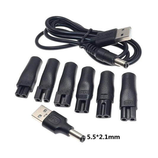 8 PCS Power Cord 5V Replacement Charger USB Adapter Suitable for All Kinds Hair Clippers, Beard Trimmers, Shavers