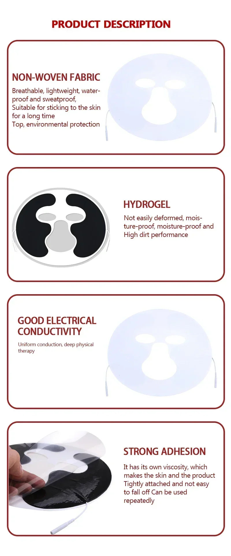 Self-Adhesive Facial TENS/EMS Electrode Gel Pads