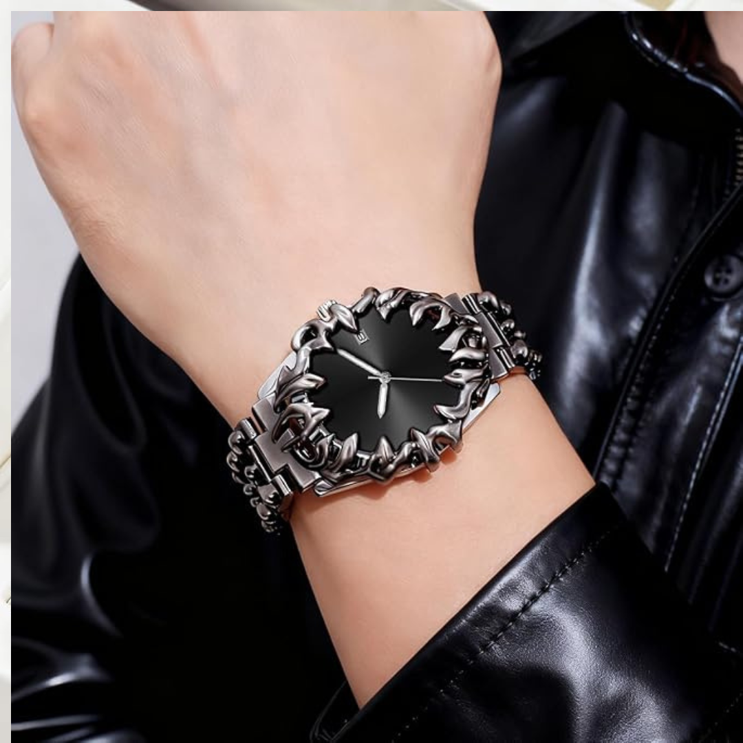 Gothic Watch for Men – Unique Stainless Steel Wristwatch | Waterproof Quartz Movement