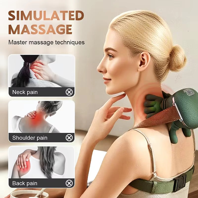Neck Massager with Real Hand Simulation Wireless Portable Neck and Back Massager 4D Kneading Massage Design for Pain Relief