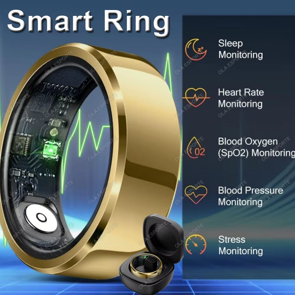 2025 Smart Ring Blood Pressure Heart Rate Sleep Monitoring Smartring IP68 & 5ATM Waterproof Multi-Sport Mode Smartring Man Women