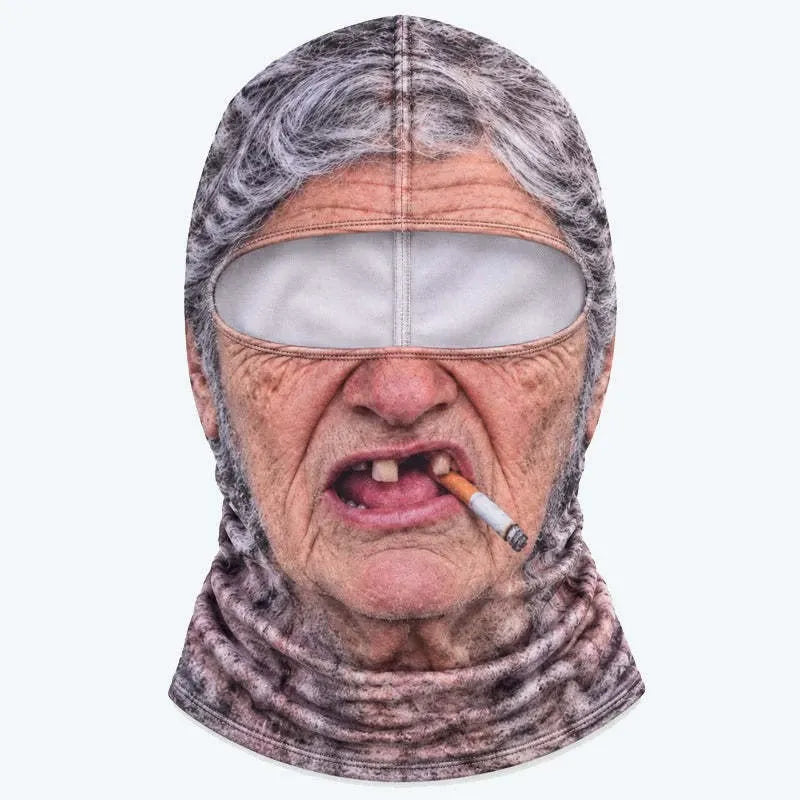 Funny Realistic Old Man 3D Print Ski Balaclava Face Mask