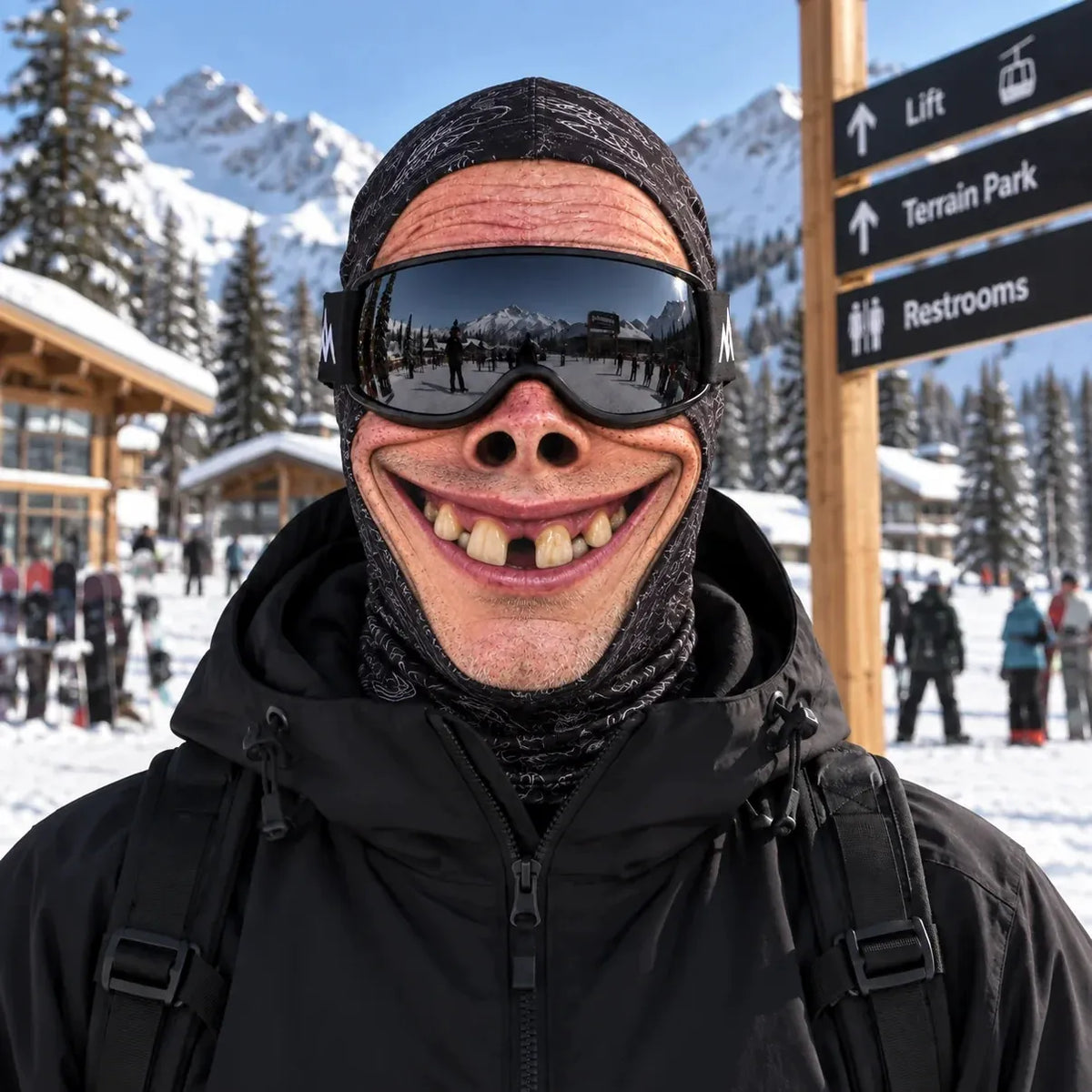 Funny Realistic Old Man 3D Print Ski Balaclava Face Mask