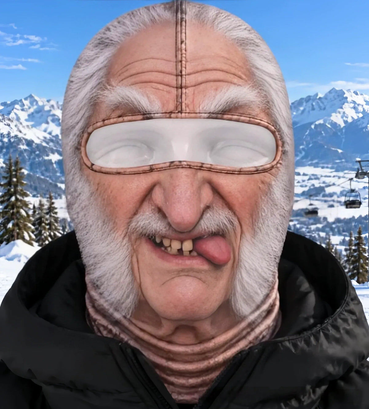 Funny Realistic Old Man 3D Print Ski Balaclava Face Mask