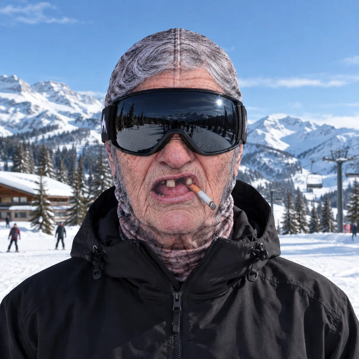 Funny Realistic Old Man 3D Print Ski Balaclava Face Mask