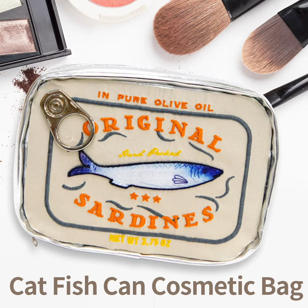 Cute Sardine Can Print Travel Makeup & Toiletry Bag