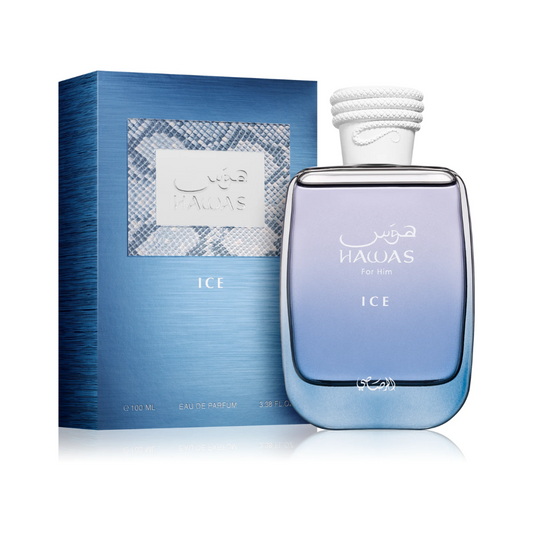 RASASI Hawas Ice for Men Eau de Parfum perfume bottle and packaging