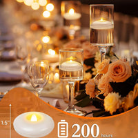 24Pack 3" White Flameless Floating LED Candle, Waterproof Tealight