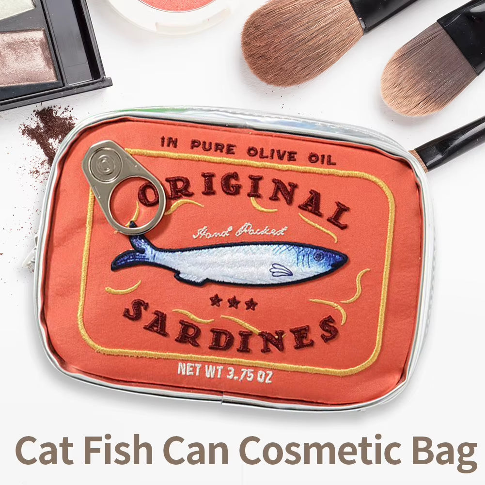 Cute Sardine Can Print Travel Makeup & Toiletry Bag