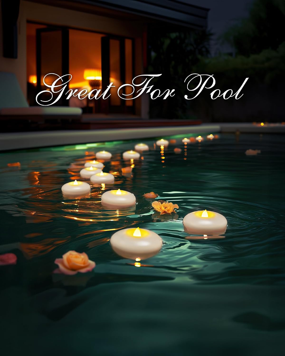24Pack 3" White Flameless Floating LED Candle, Waterproof Tealight