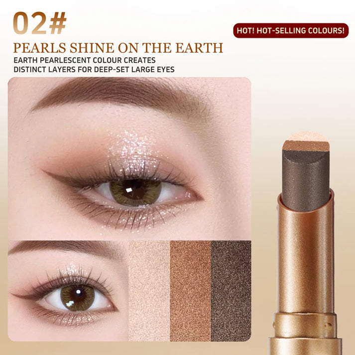 3-Color Matte Earth-Tone Eyeshadow Stick