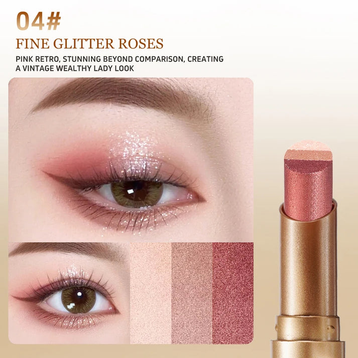 3-Color Matte Earth-Tone Eyeshadow Stick