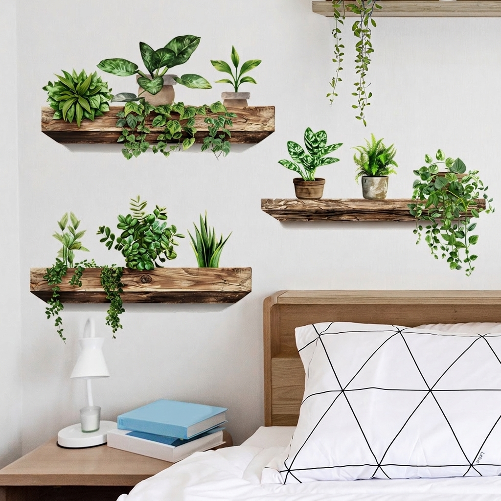 3D Self-Adhesive Wall Decal with Plant Design