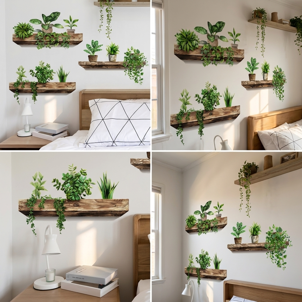 3D Self-Adhesive Wall Decal with Plant Design