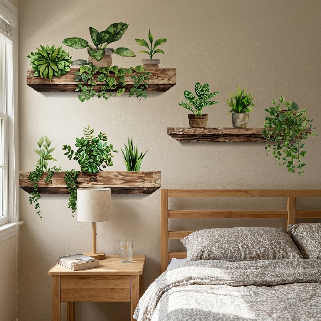 3D Self-Adhesive Wall Decal with Plant Design