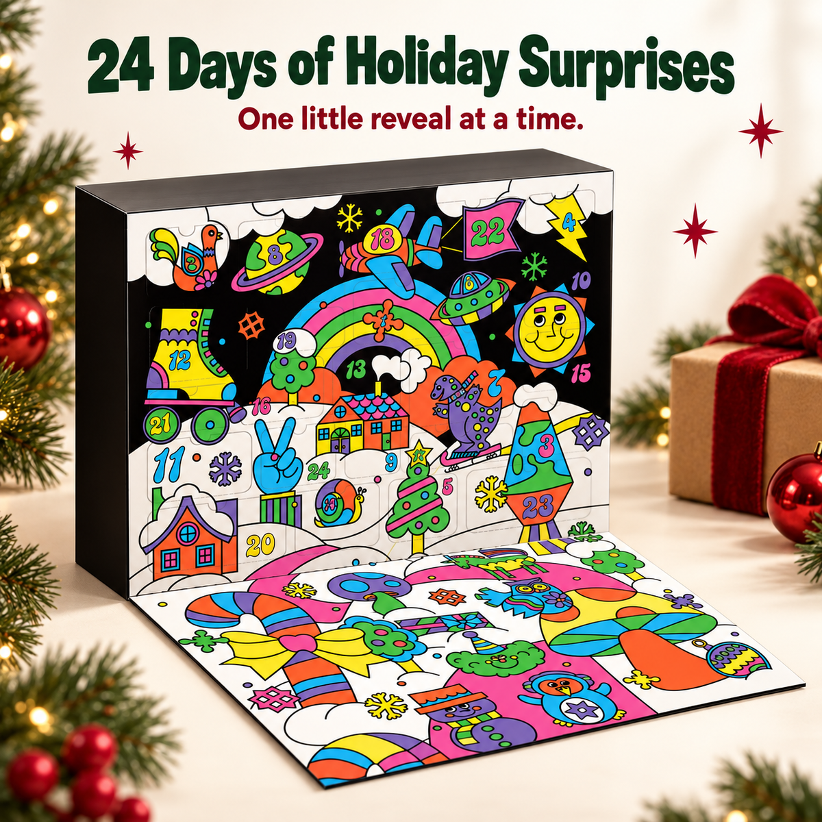 24 Days Christmas Advent Calendar Squeeze Toys Gift Box