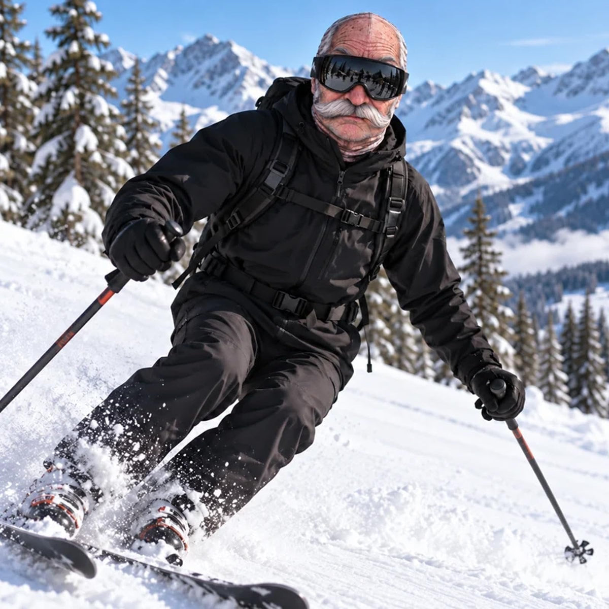 Funny Realistic Old Man 3D Print Ski Balaclava Face Mask