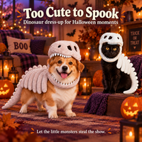 Pet Dinosaur Skeleton Costume Hat and Body Strap