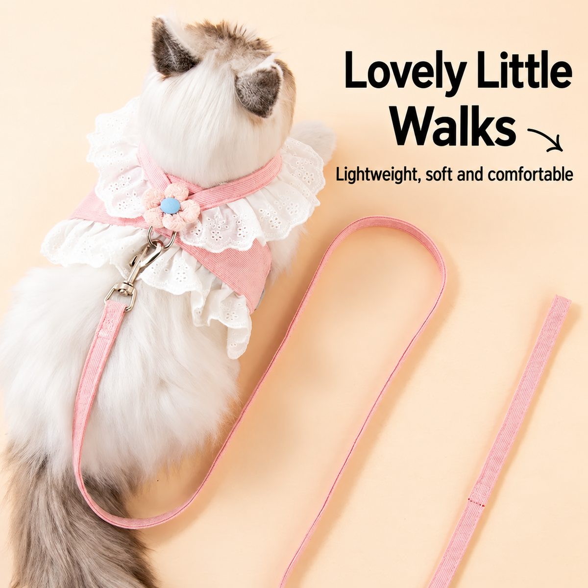 Lace Floral Pet Harness and Leash Set